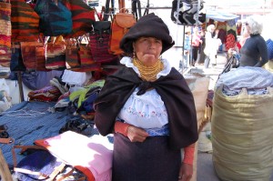 A local woman selling wares in Ecuador.