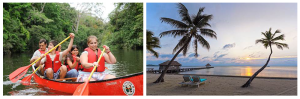 Canoing and the beach in Belize.