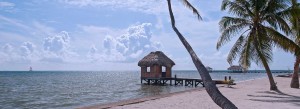 Dock on the beach in Belize.