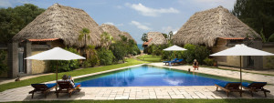 A swimming pool next to the sea in Belize.