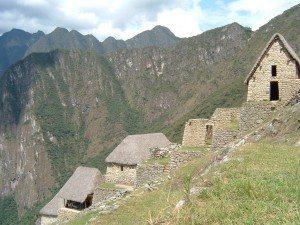Peruvian ruins overlooking a valley.